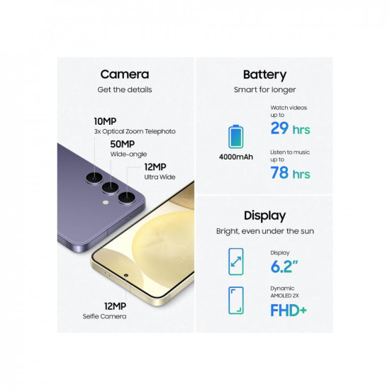 Samsung Galaxy S24 5G AI Smartphone (Cobalt Violet, 8GB, 512GB Storage)