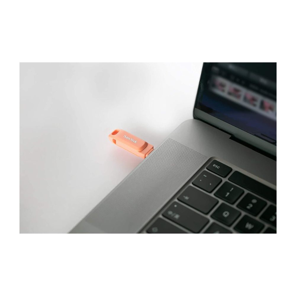 Sandisk Ultra Dual Drive Go USB 3.0 Type C Flash Drive, Peach, 128GB, 5Y