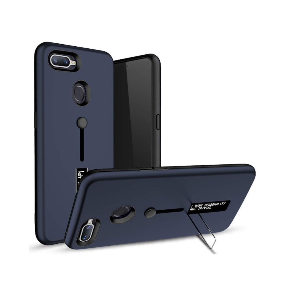 Spazy Case Personality TPU + PC Dual Layer with Stand & Finger Holder Back Case Cover for Oppo F9 Pro Blue