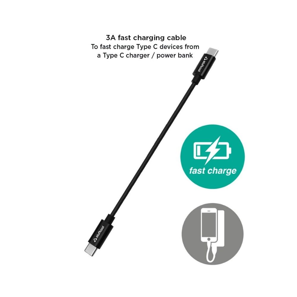 Stuffcool Minima 3Amp USB Type-C to USB-C Fast Charging Data Cable - 15cm