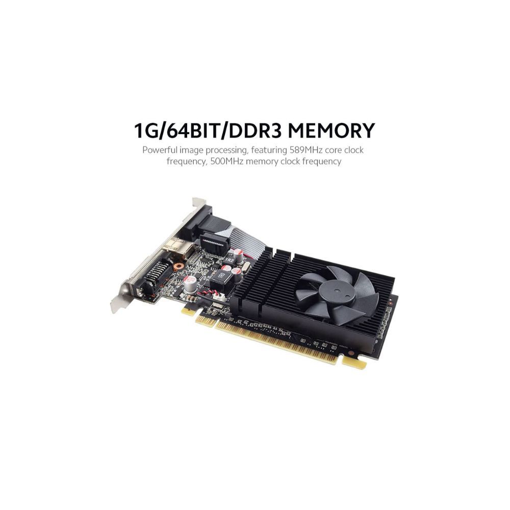 Tniu G210 1G Graphic Card 1G/64bit/DDR3 Memory 500MHz Memory Clock Frequency DVI-D+HD+VGA Output Ports