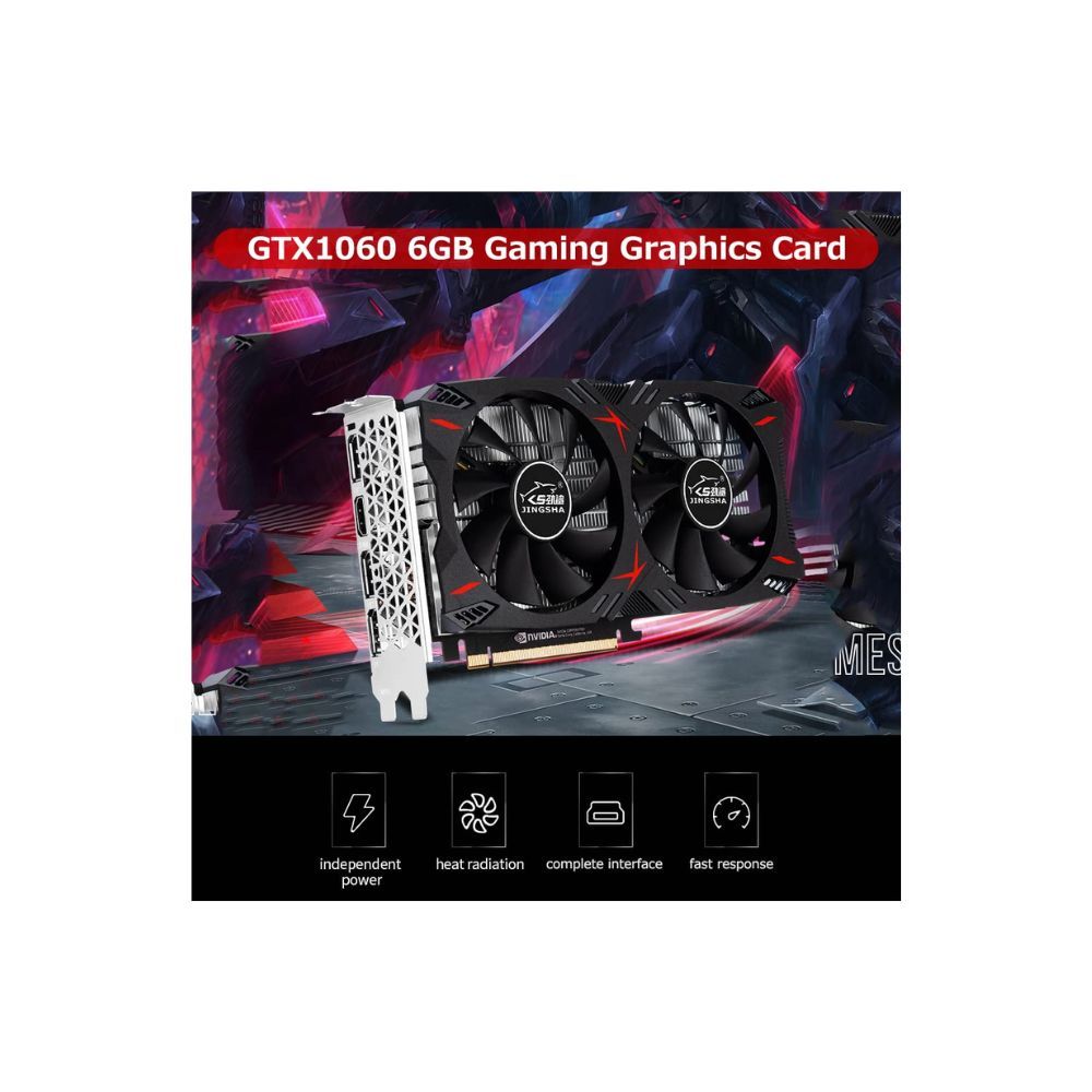 Tniu GTX1060 6GB Gaming Graphics Card 1506MHz/2002MHz 6GB/GDDR5/192bit Memory Dual Cooling Fans Design 3*DP+HD Output Ports