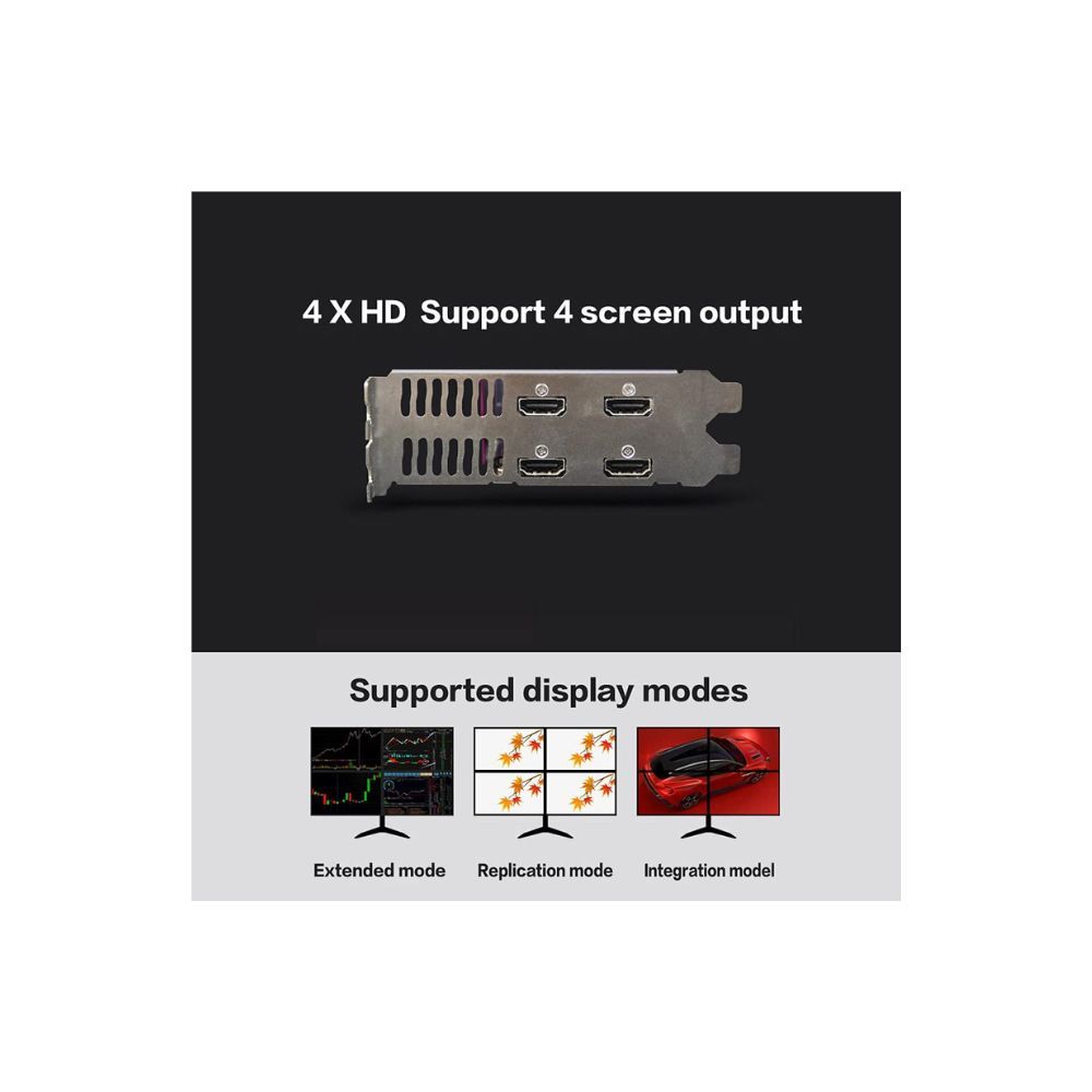 Tniu RX550-4G 4HD GA 4-Screen Graphics Card 4GB/128bit/GDDR5 Memory Support Split Screen with 4*HD Output Ports