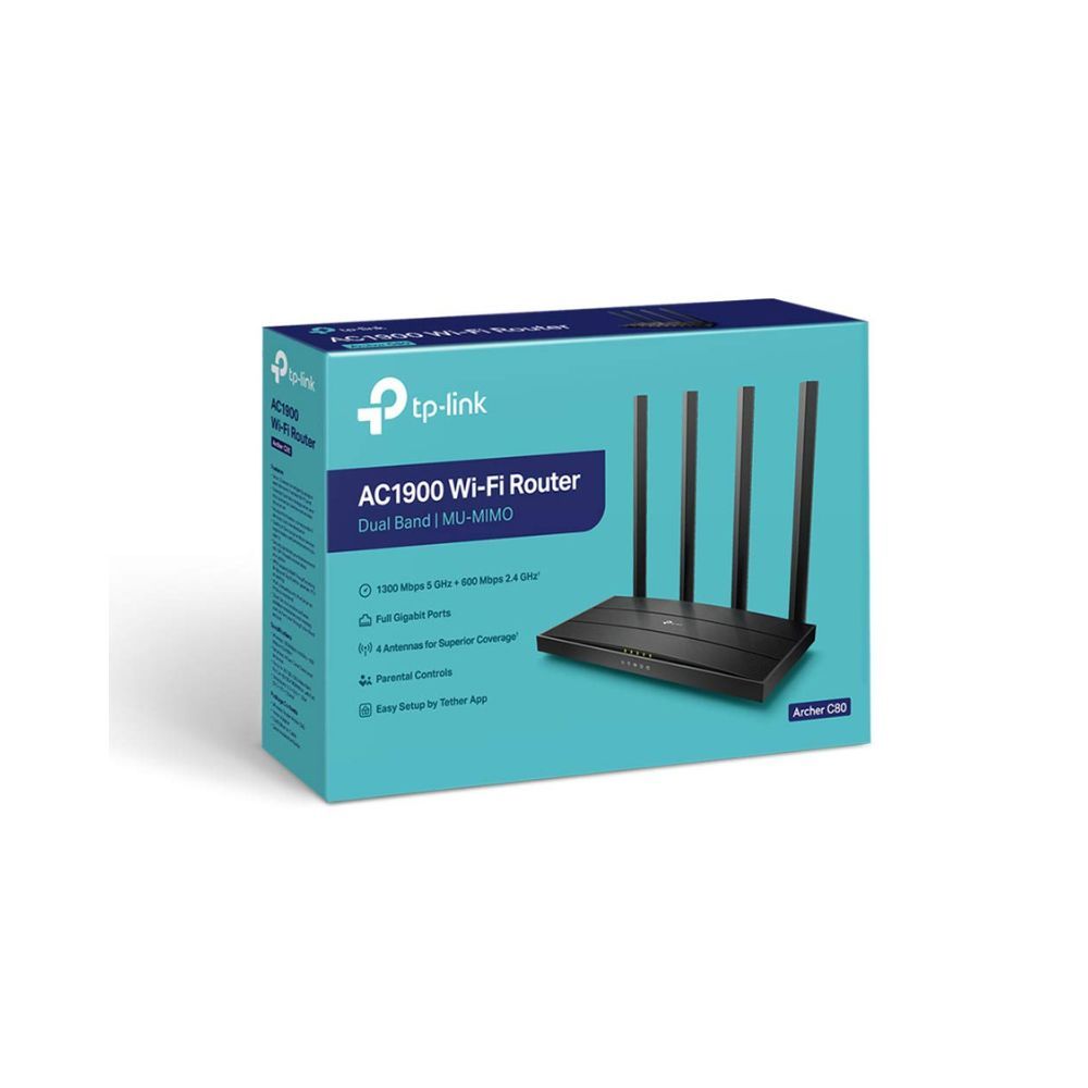TP-Link Archer C80 AC1900 Dual Band Wireless, Wi-Fi Speed Up to 1300 Mbps/5 GHz + 600 Mbps/2.4 GHz