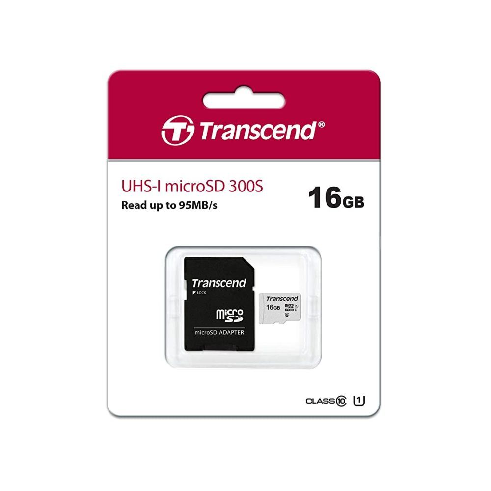 Transcend TS16GUSD300S-A 16GB UHS-I U1 MicroSD Memory Card