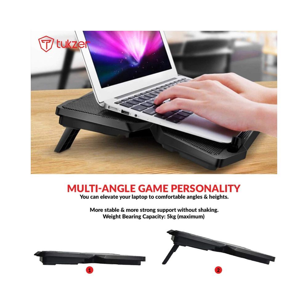 Tukzer Laptop Cooling Pad, Portable Slim Quiet USB Powered Gaming Cooler Stand (TZ-CP1)