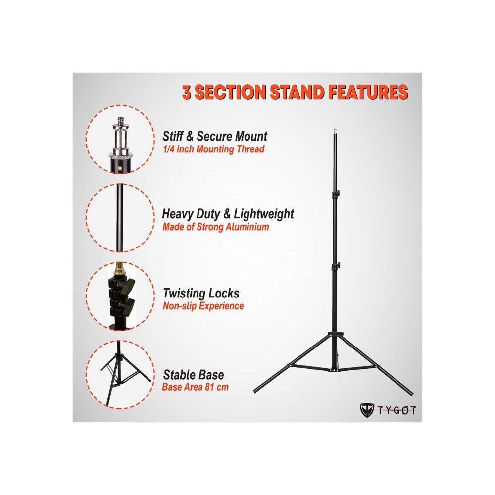 Tygot Lightweight & Portable Portable 7 Feet (84 Inch) Long Tripod Stand(Black)