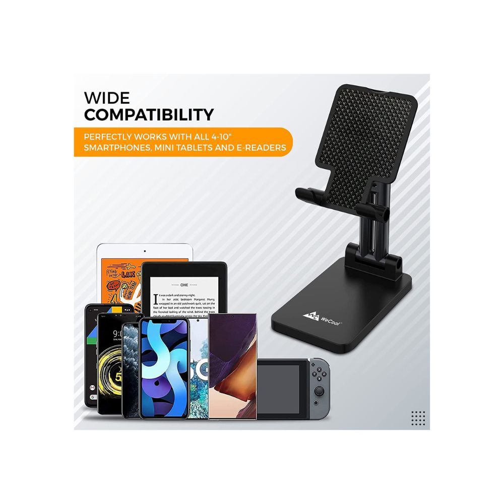 WeCool Adjustable Mobile Phone Foldable Holder Stand  Black