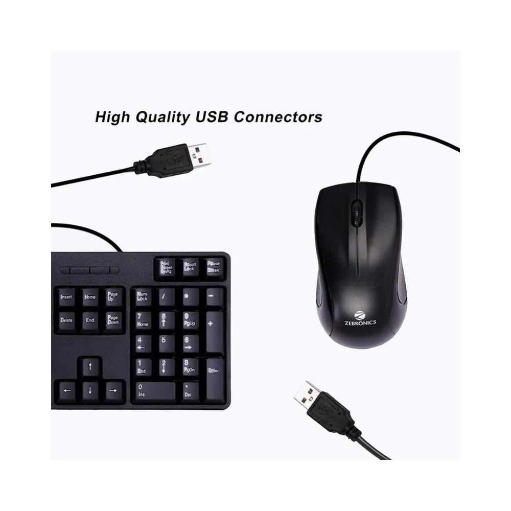 ZEBRONICS Zeb-Judwaa 750 & Mouse Combo Wired USB Desktop Keyboard (Black)