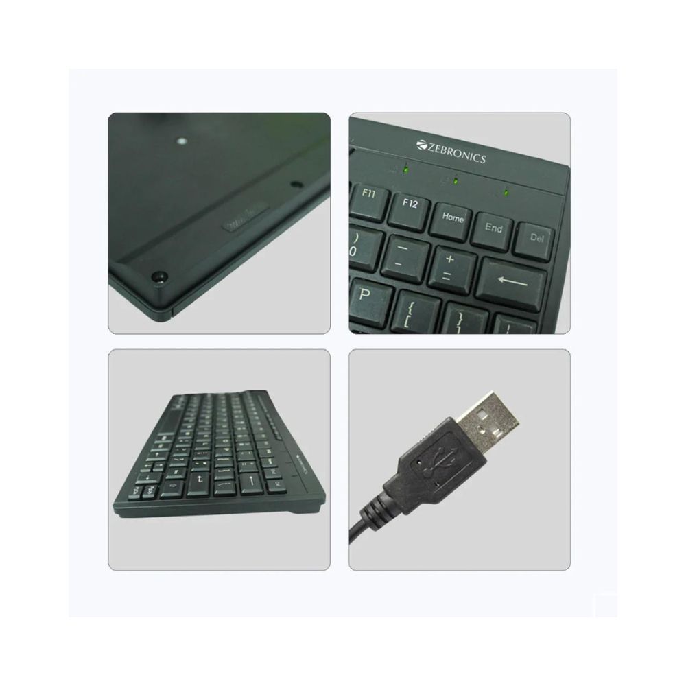 ZEBRONICS ZEB-K04 Mini Multimedia USB Wired Keyboard with 96 UV Coated Keys