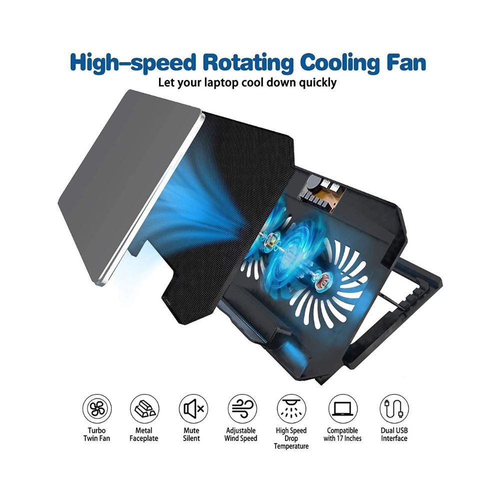 Zinq Cool Slate Dual Fan Cooling Pad for Notebook/Laptop